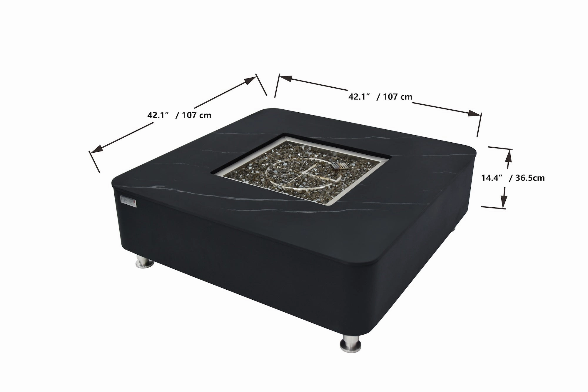 Elementi Plus - Copenhagen 42 Square Porcelain Top Fire Table OFP101BB