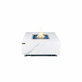 Elementi Plus Bianco Marble Porcelain Fire Table OFP103portable outdoor fire pit with lid
