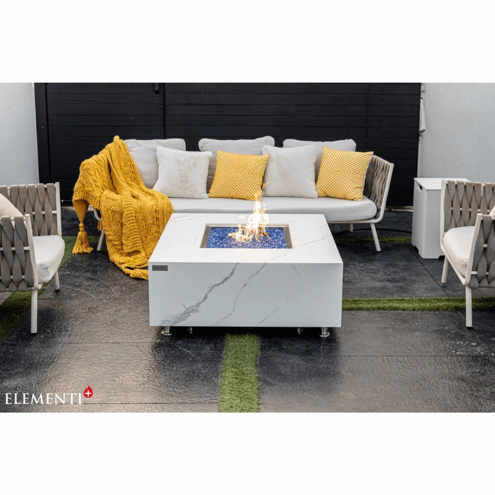 Elementi Plus Bianco Marble Porcelain Fire Table OFP103
