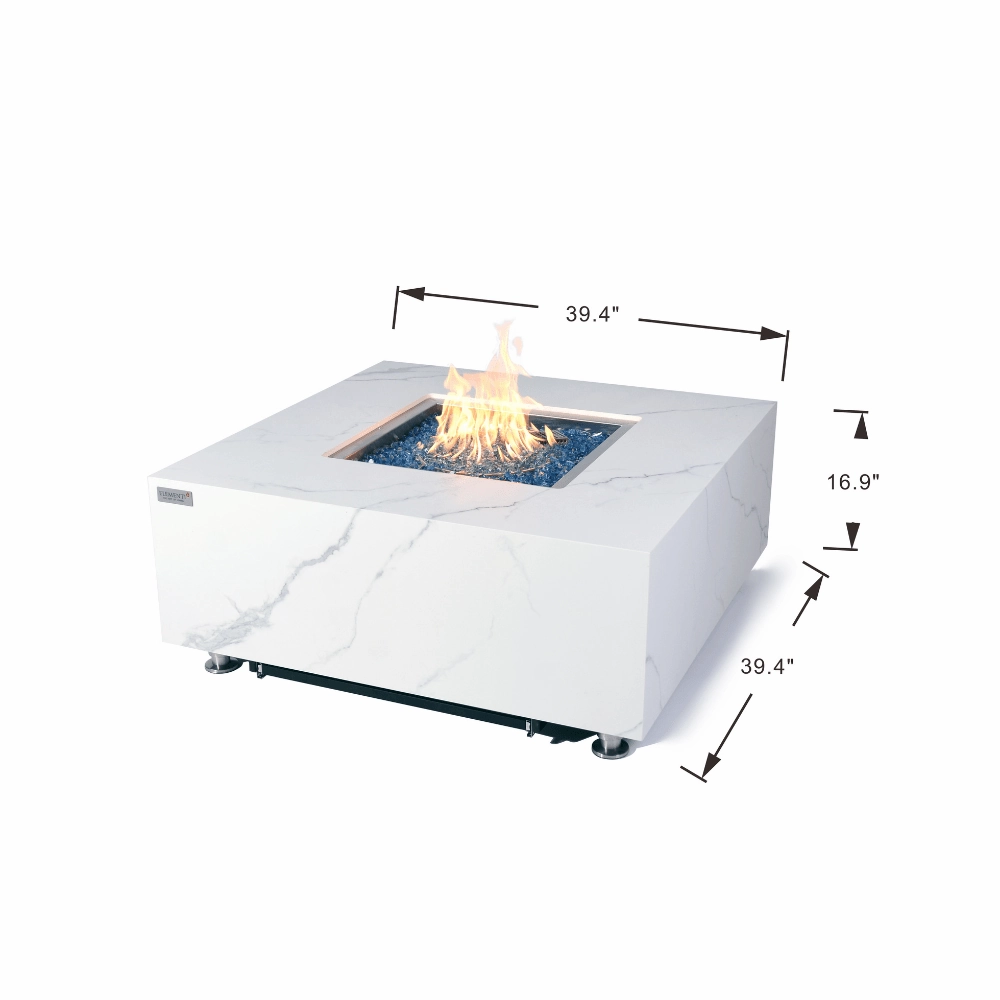 Elementi Plus Bianco Marble Porcelain Fire Table OFP103