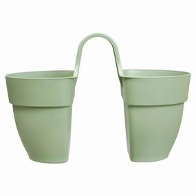 Elho Vibia Campana Flower Twin - Pistachio Green hanging garden planters for small spaces