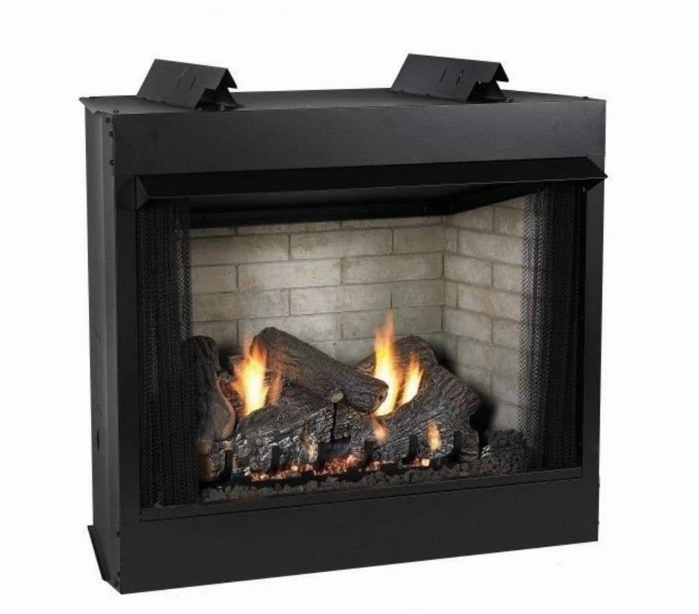 Empire White Mountain Hearth 36" Breckenridge Deluxe Vent-Free Firebox VFD36FBstone-look outdoor patio fireplace