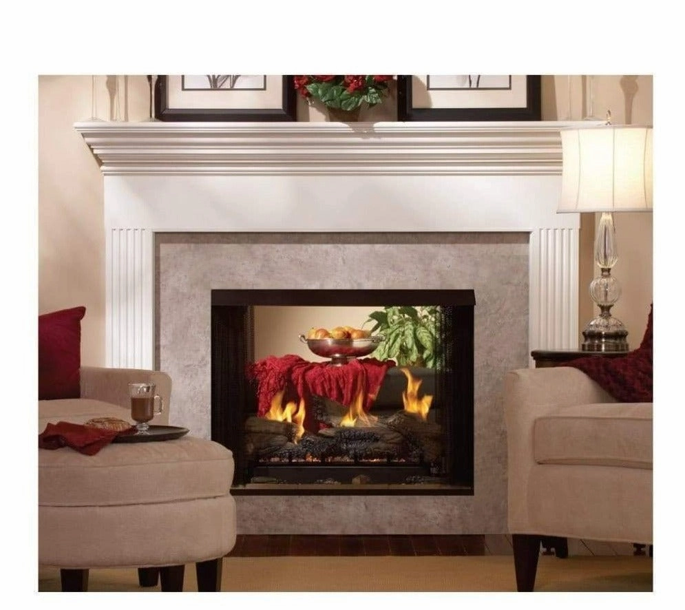 Empire White Mountain Hearth 36" Breckenridge See-Thru Vent-Free Firebox VFP36SB2Estone-look outdoor patio fireplace