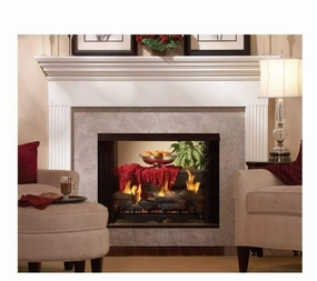 Empire White Mountain Hearth 36" Breckenridge See-Thru Vent-Free Firebox VFP36SB2Estone-look outdoor patio fireplace