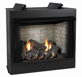 Empire White Mountain Hearth Breckenridge Deluxe 42-inch Vent-Free Firebox VFD42FBstone-look outdoor patio fireplace