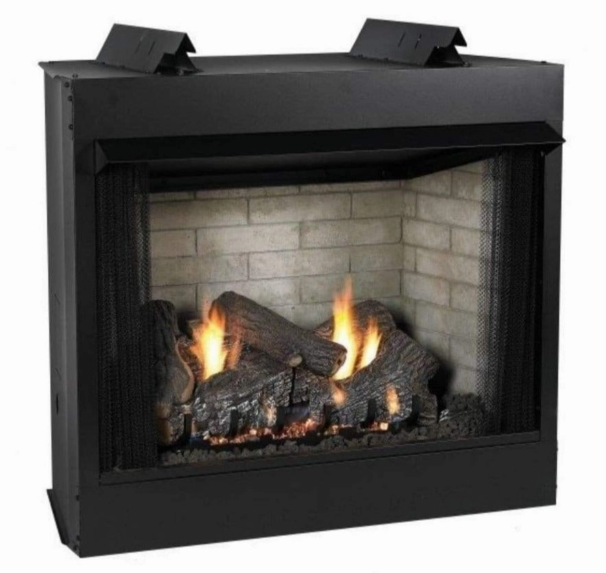 Empire White Mountain Hearth Breckenridge Deluxe 42-inch Vent-Free Firebox VFD42FBstone-look outdoor patio fireplace