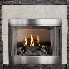 Empire White Mountain Hearth Carol Rose 36 Coastal Collection Outdoor Fireplace OP36FPstone-look outdoor patio fireplace
