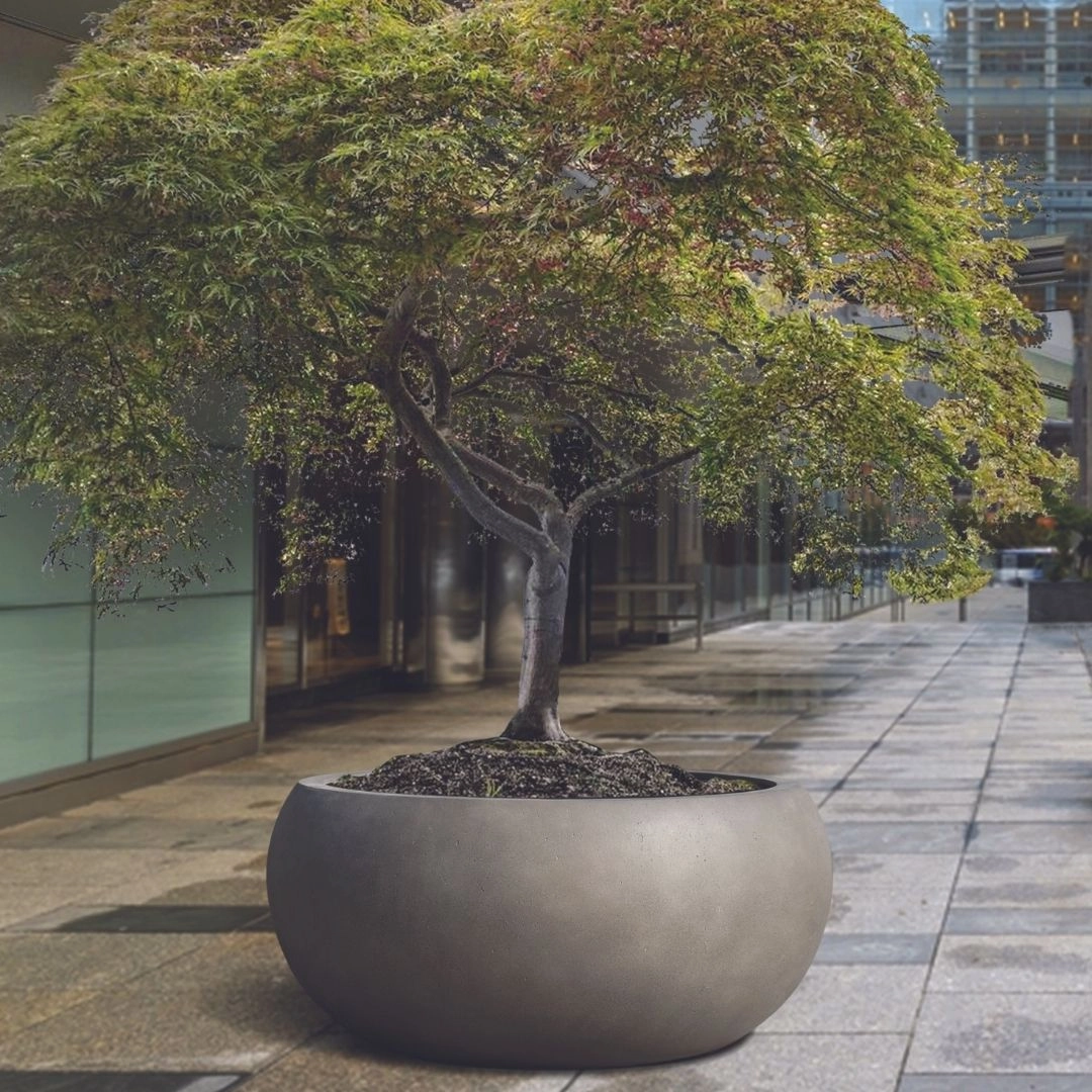 Eschbach Low Balloon - Concrete Grey hanging garden planters for small spaces