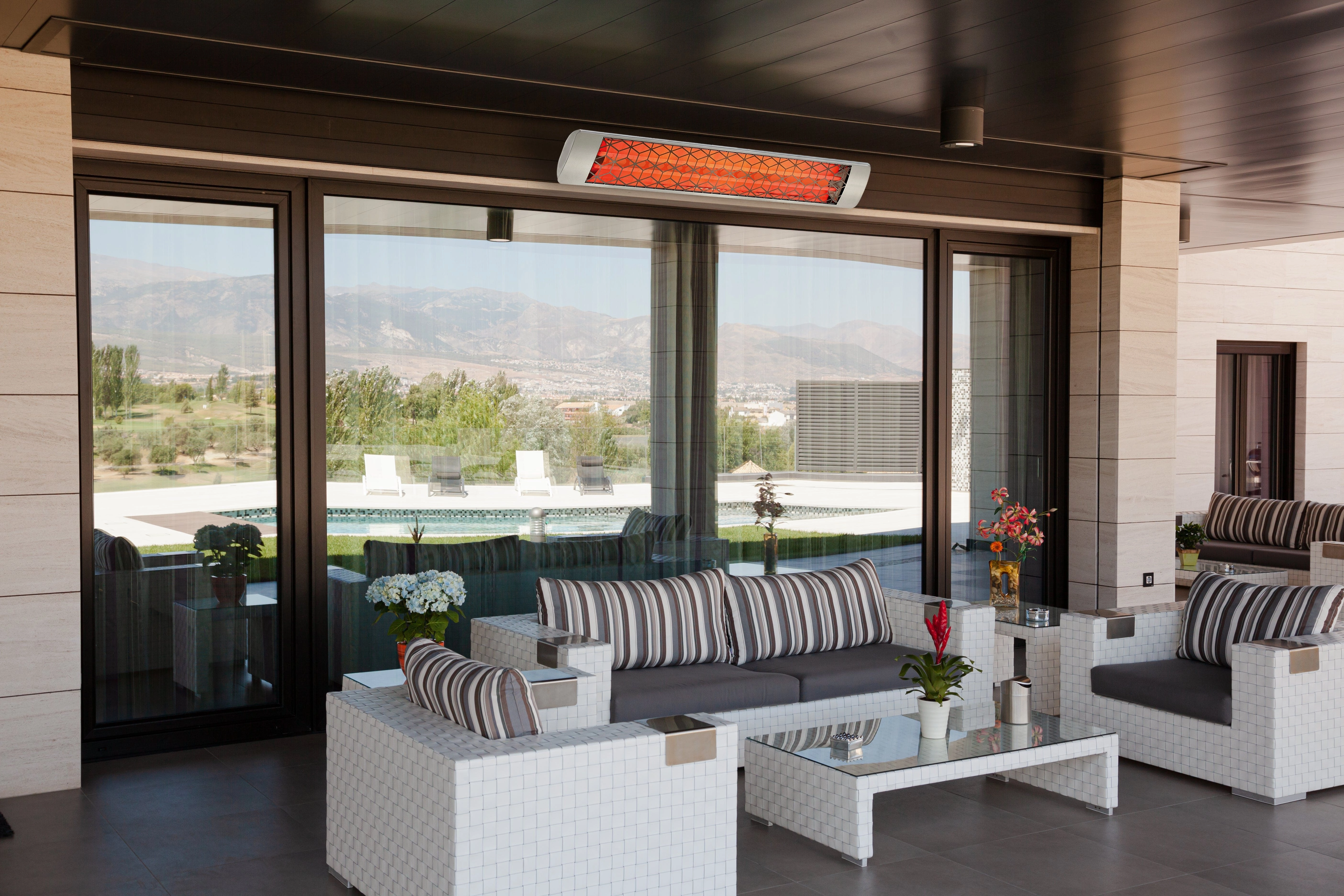 Eurofase EF20 Series 39-inch White Stainless Steel Single Element 2000 Watt 277V Electric Patio Heater with Decor Plate