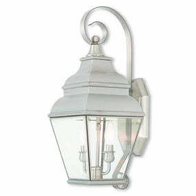 Exeter Two Light Outdoor Wall Lantern Brushed NickelOutdoor wall sconces with motion sensor