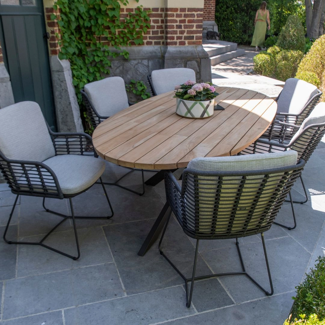 Fabrice 6 Garden Seat Dining Setsolid wood outdoor table and chairs set