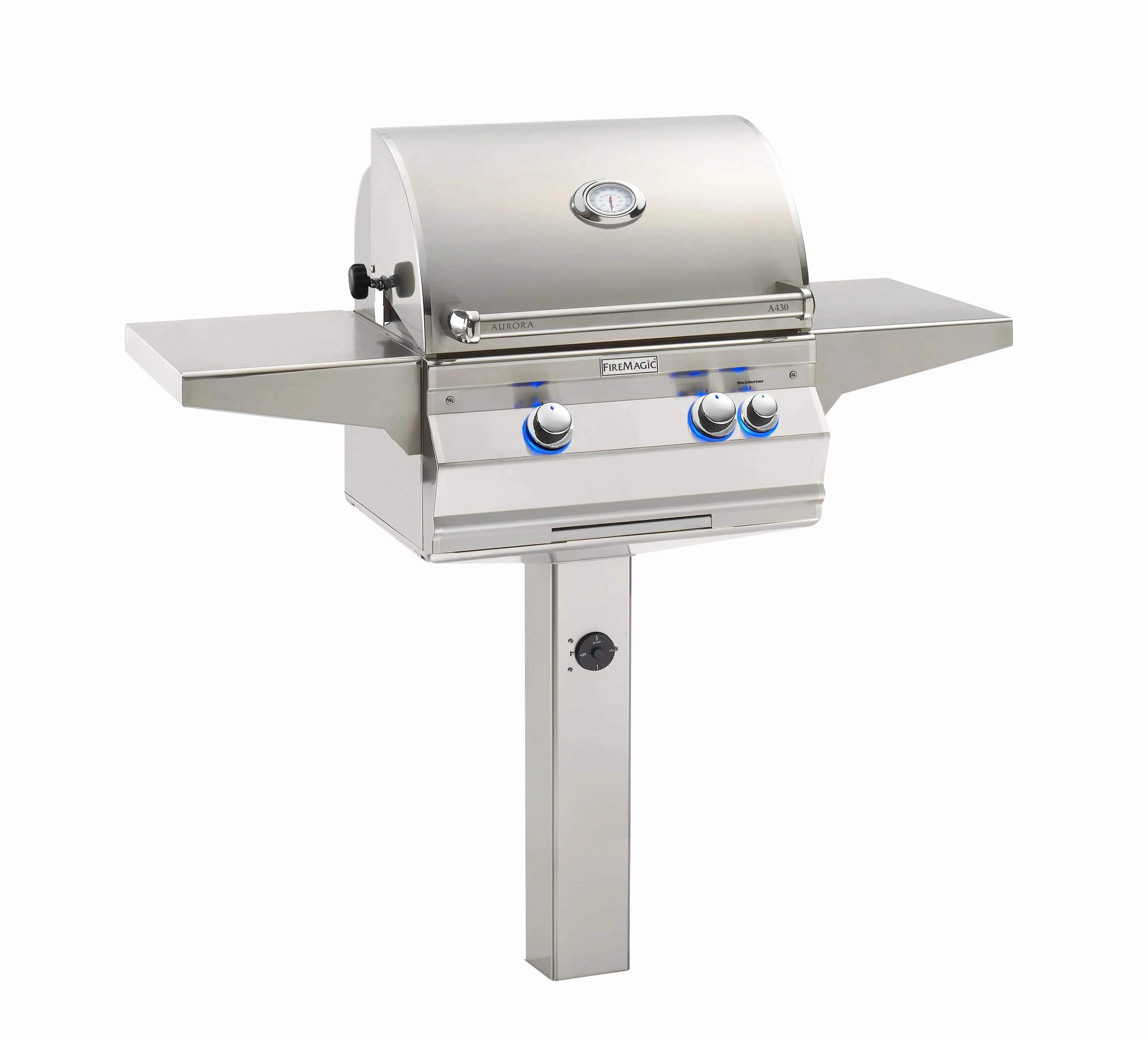 Fire Magic Aurora 24" In-Ground Post Mount Portable Gas Grill A430s professional outdoor BBQ grill set