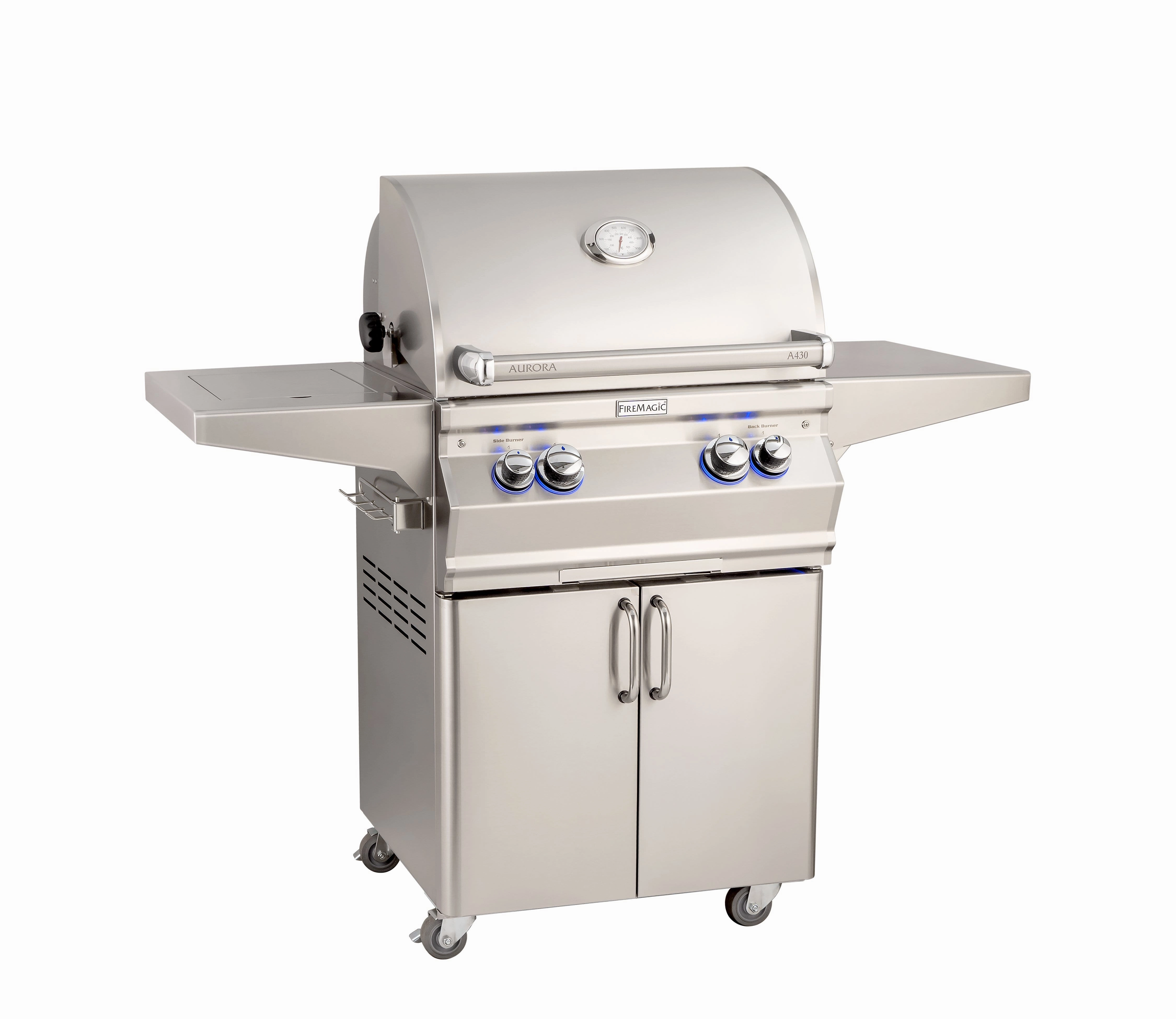 Fire Magic Aurora 24" Portable Gas Grill w/ Flush Mounted Single Side Burner A430s professional outdoor BBQ grill set