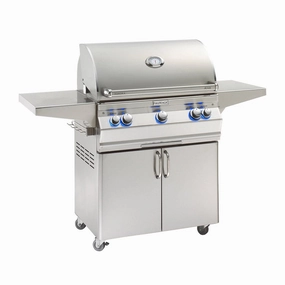 Fire Magic Aurora 30" Portable Gas Grill with Analog Thermometer A540s stainless steel BBQ grill with side table