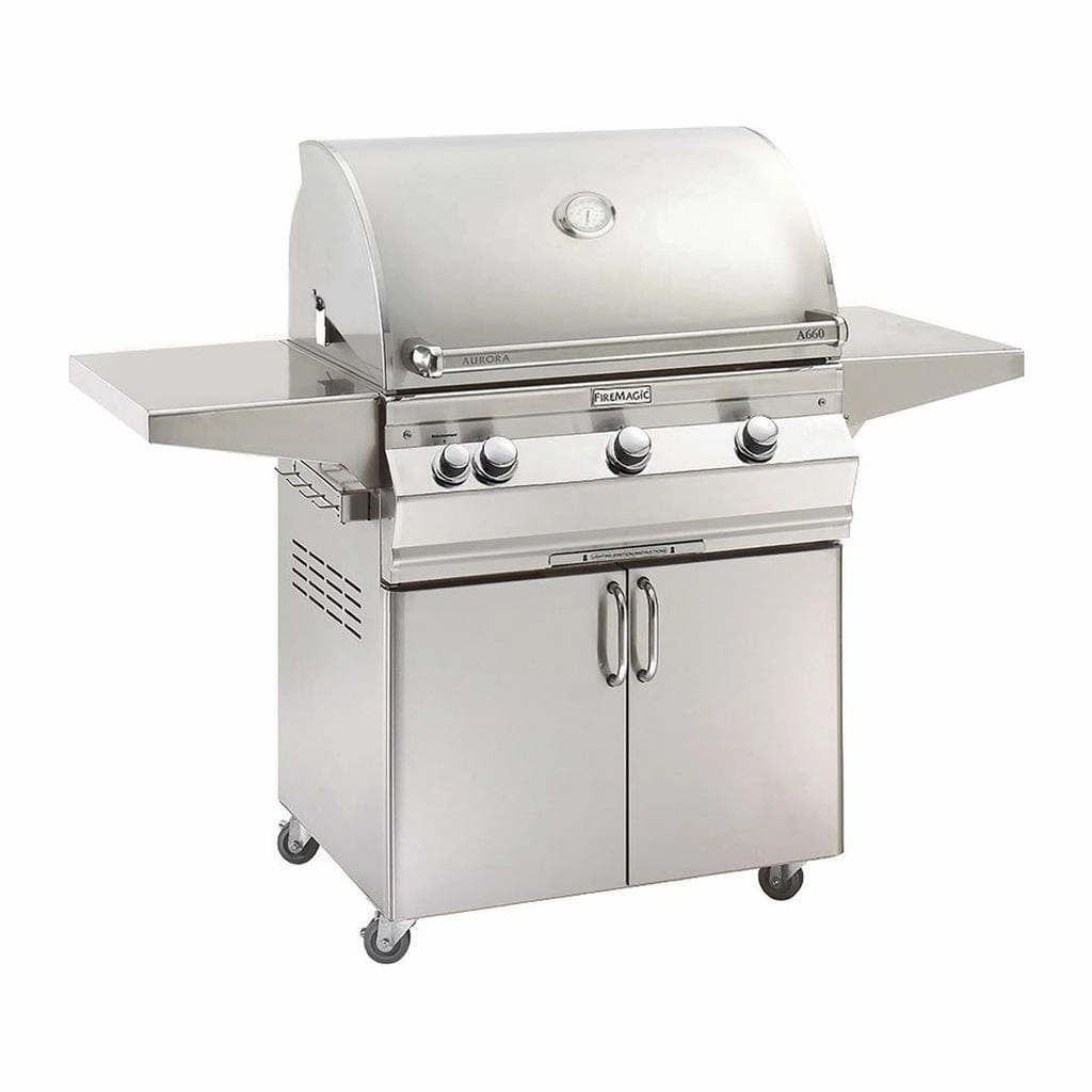 Fire Magic Aurora 30" Portable Gas Grill with Analog Thermometer A660s compact BBQ grill for small spaces