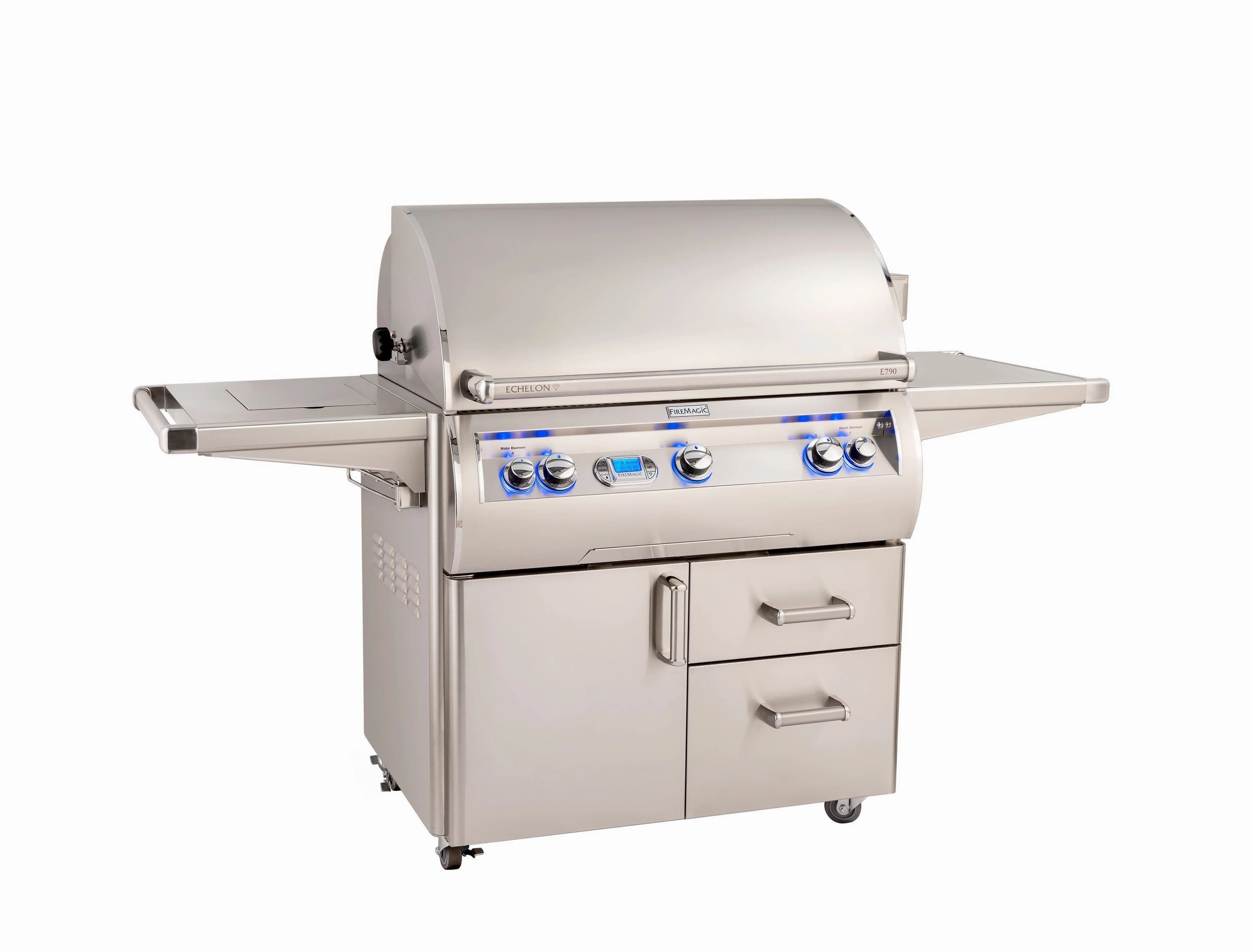 Fire Magic Echelon Diamond 36" Portable Grill with Digital Thermometer & Flush Mounted Single Side Burner E790s professional outdoor BBQ grill set
