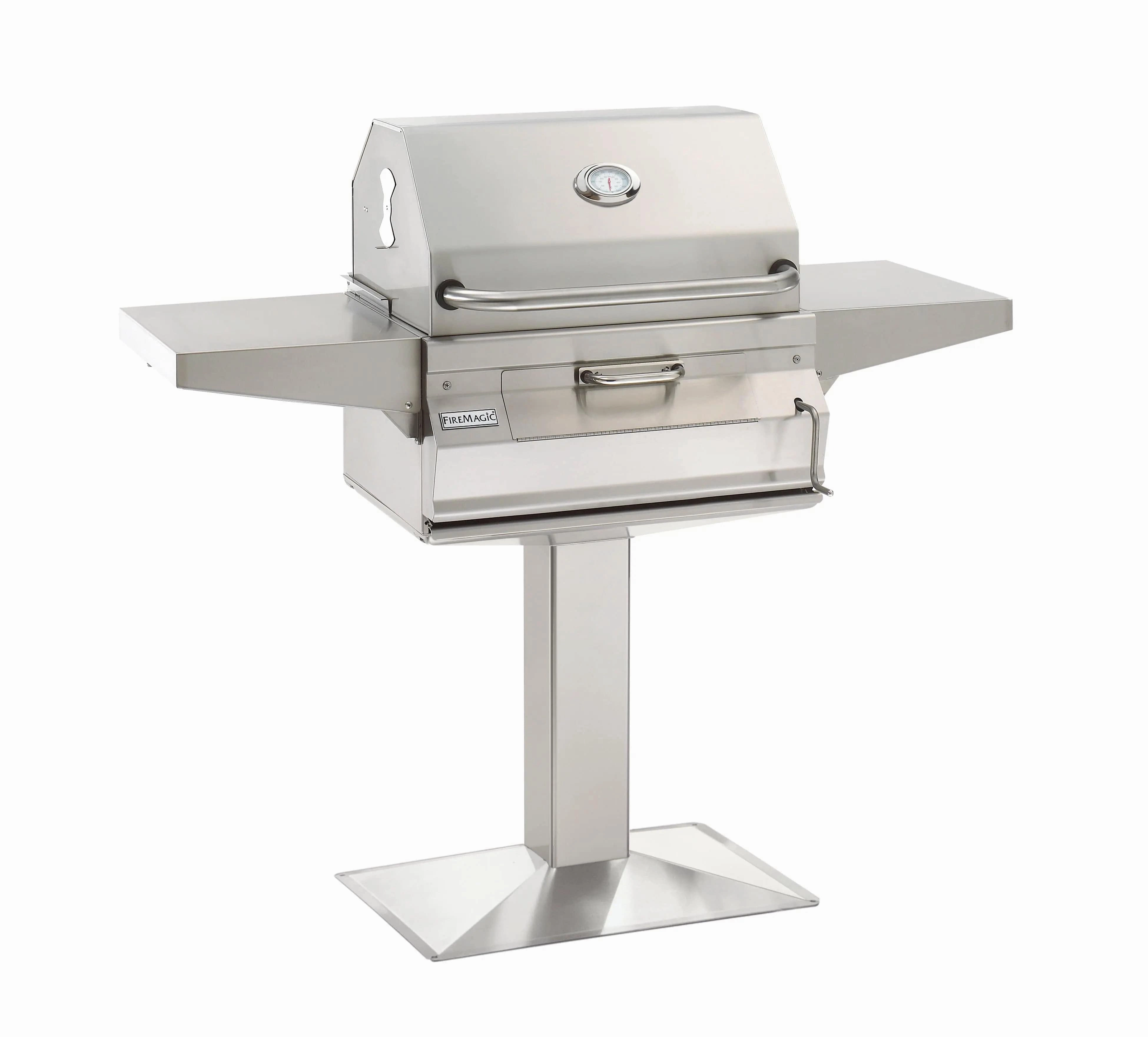 Fire Magic Stainless Steel 24" Patio Post Mount Charcoal Grill 22-SC01C-P6 large capacity charcoal BBQ grills