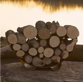 Fire Pit Art 39-inch Carbon Crescent Log Rack - CRLR-CFireproof mat for under fire pit