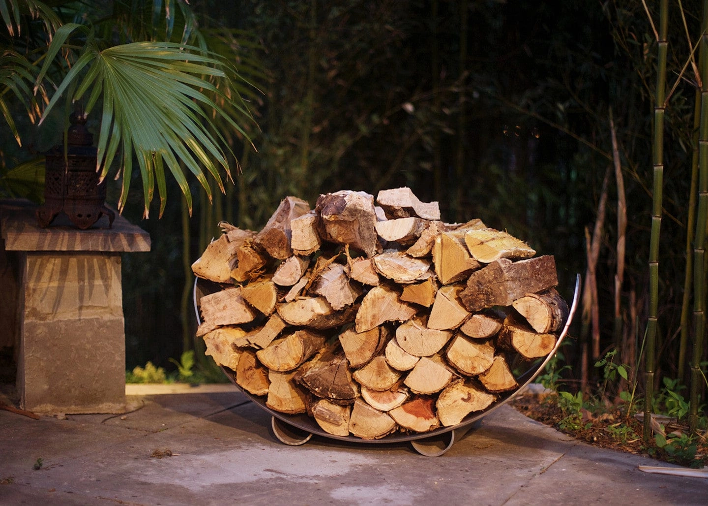 Fire Pit Art 39-inch Stainless Steel Crescent Log Rack - CRLR-S
