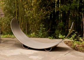 Fire Pit Art 39-inch Stainless Steel Crescent Log Rack - CRLR-SFireproof mat for under fire pit