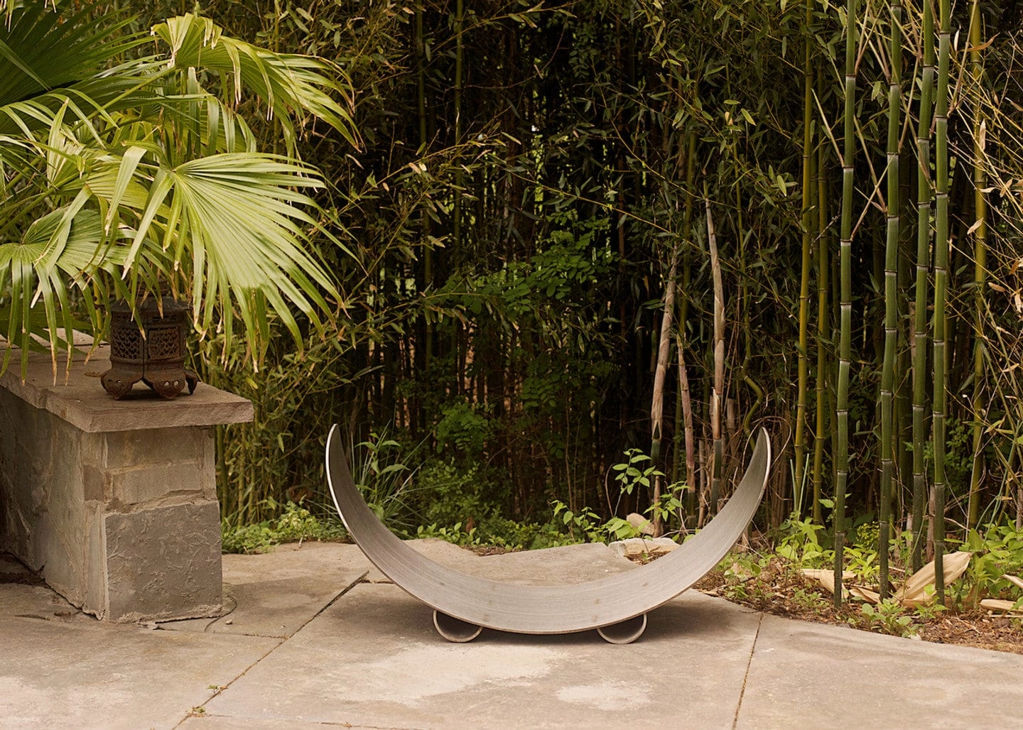 Fire Pit Art 39-inch Stainless Steel Crescent Log Rack - CRLR-S