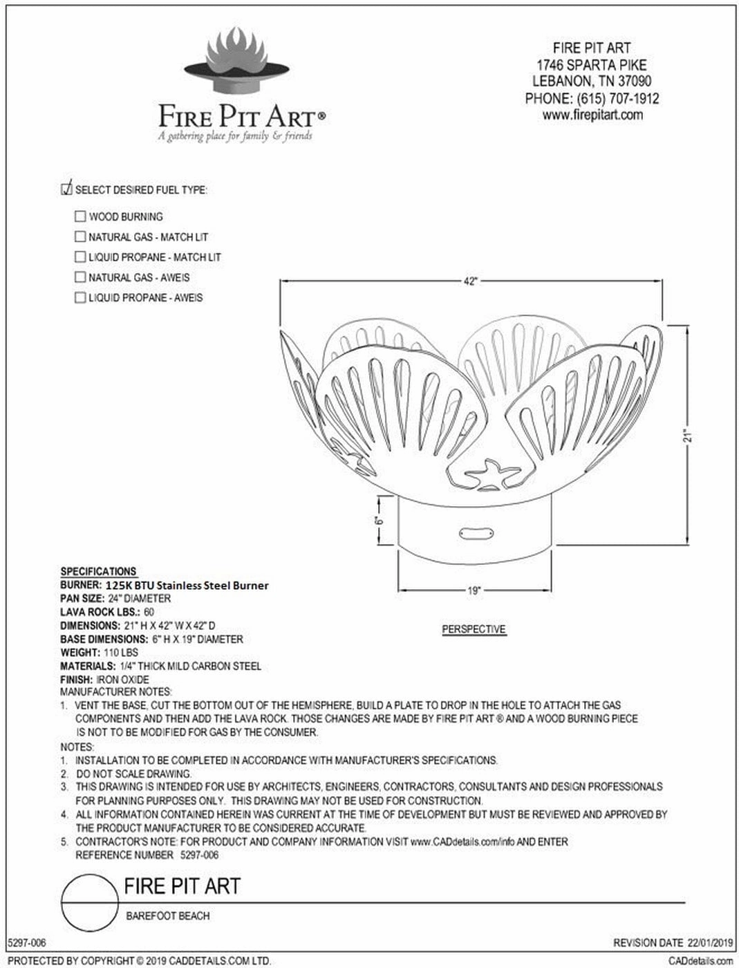 Fire Pit Art Barefoot Beach 42-inch Electric AWEIS Fire Pit Barefoot Beach - PENTA18-125K BTU-AWEIS