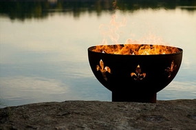 Fire Pit Art Fleur de Lis 36-inch Wood Burning Fire Pit - FDLportable outdoor fire pit with lid