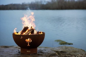 Fire Pit Art Tropical Moon 36-inch Wood Burning Fire Pit - TMportable outdoor fire pit with lid