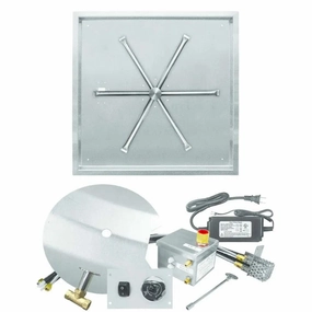 Firegear 26" Stainless Steel Square Pan Gas Fire Pit Kit with Remote FPB-26SBSAWSportable outdoor fire pit with lid