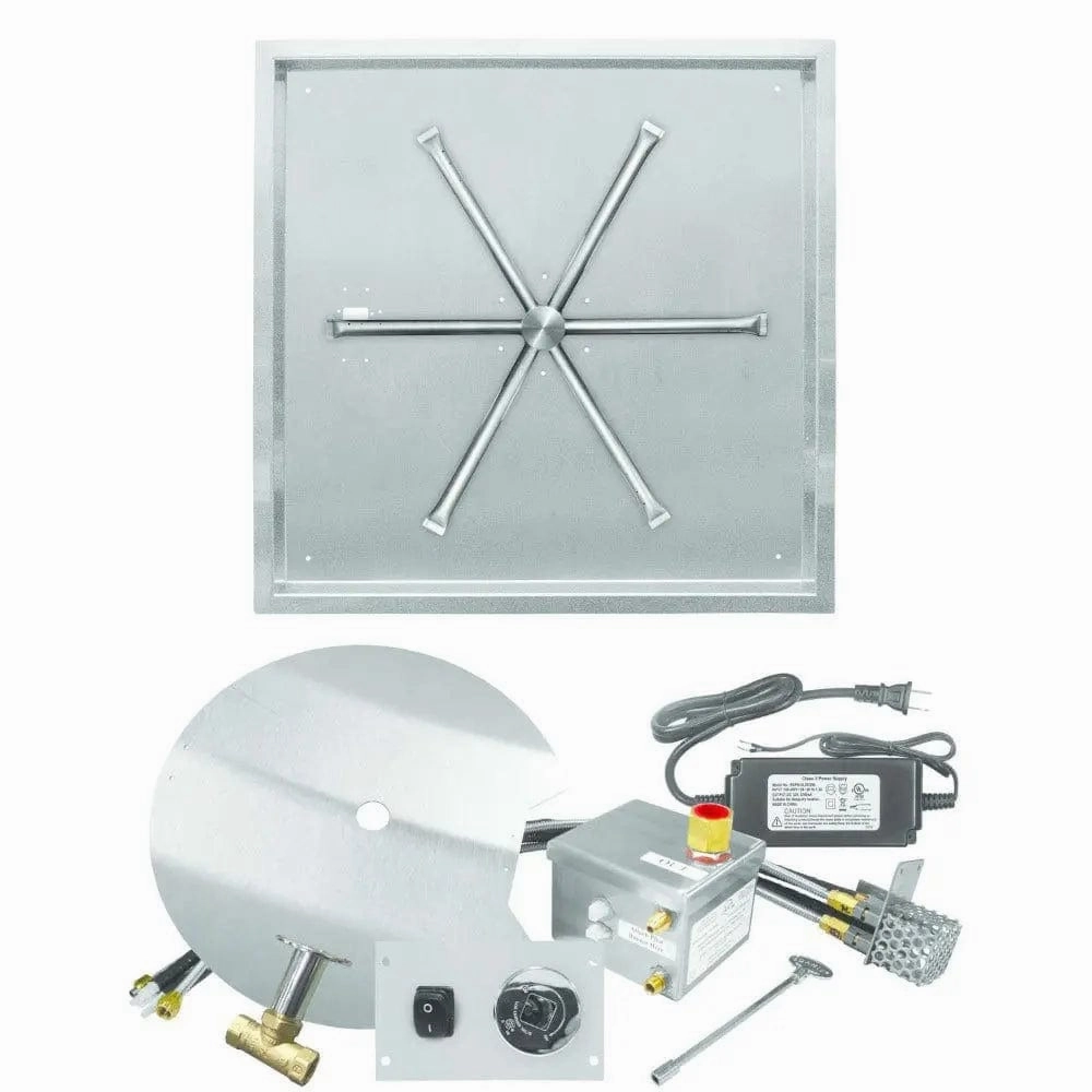 Firegear 26" Stainless Steel Square Pan Gas Fire Pit Kit with Remote FPB-26SBSAWSportable outdoor fire pit with lid