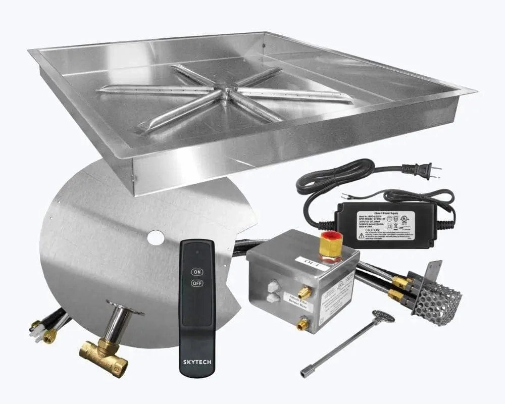 Firegear 32" SS Square Pan Gas Fire Pit Kit w/Remote FPB-32SBSAWS-Nportable outdoor fire pit with lid