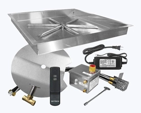 Firegear 32" SS Square Pan Gas Fire Pit Kit w/Remote FPB-32SBSAWS-Nportable outdoor fire pit with lid