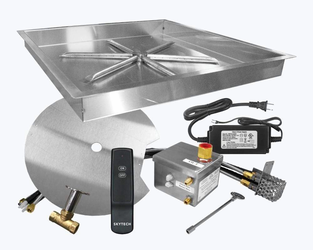 Firegear 32" SS Square Pan Gas Fire Pit Kit w/ Remote FPB-32SBSAWS-Pportable outdoor fire pit with lid