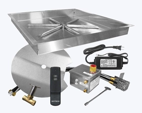 Firegear 32" SS Square Pan Gas Fire Pit Kit w/ Remote FPB-32SBSAWS-Pportable outdoor fire pit with lid