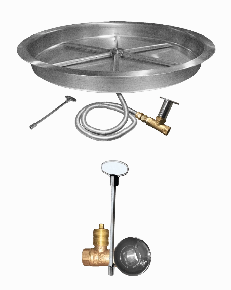 Firegear 33" Stainless Steel Round Pan Gas Fire Pit Insert FPB-33RBSTFS-N
