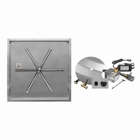 Firegear 34" Square Flat Fire Pit Kit with Remote FPB-34SFBSAWSportable outdoor fire pit with lid