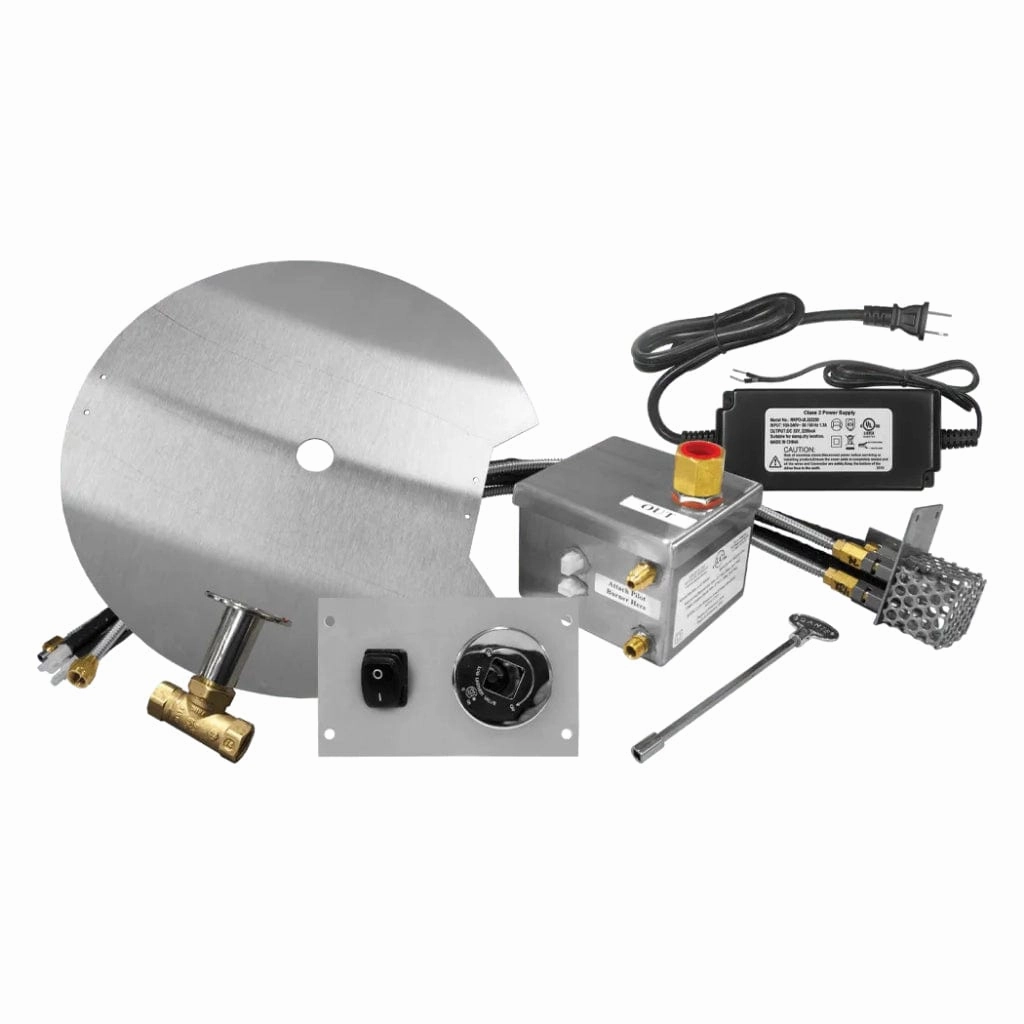 Firegear 39-inch Round Flat Pan Gas Fire Pit Burner Kit w/ AWS Electronic Ignition System