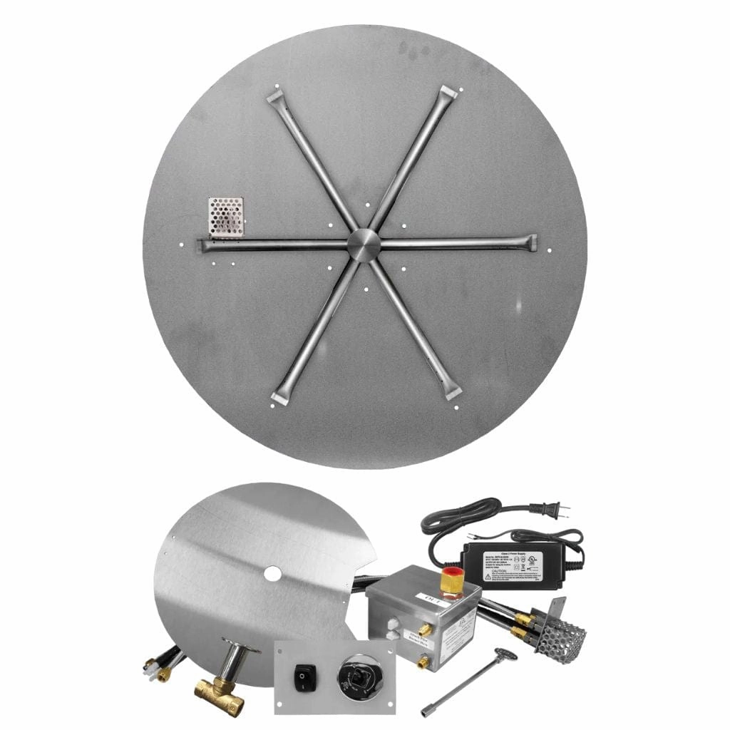 Firegear 39-inch Round Flat Pan Gas Fire Pit Burner Kit w/ AWS Electronic Ignition System