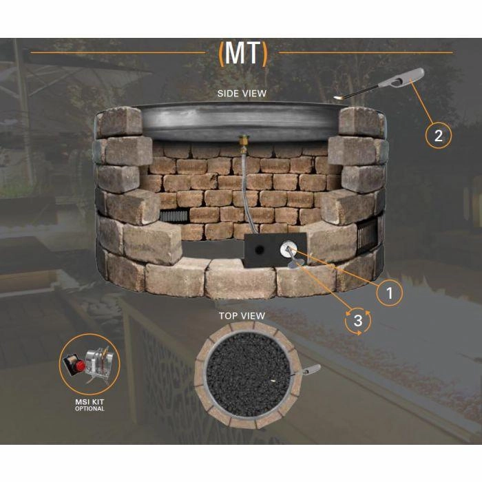 Firegear 46" SS Square Flat Pan Gas Fire Pit Insert FPB-46SFBS36MT-N