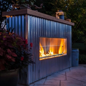 Firegear Kalea Bay 60" Outdoor Linear Gas Fireplace OFP-60LECOstone-look outdoor patio fireplace