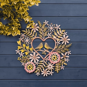 Floral Love Birds Wall Plaqueoutdoor garden decorative ornaments