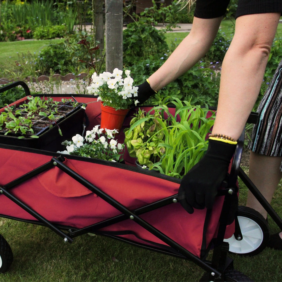 Foldable Garden Cart Red