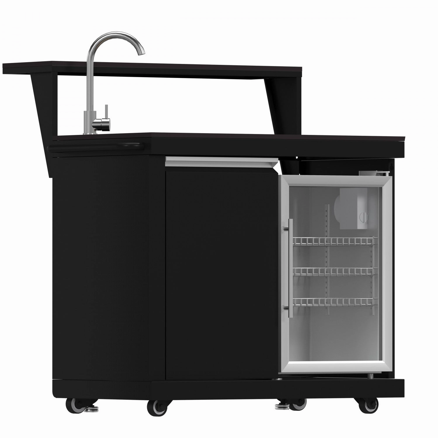 Forno All'Aperto Black Countertop Outdoor Kitchen with 86,600 BTU BBQ, 24" Plancha and 18" Pizza Oven - FODKT2568BLK