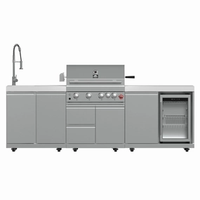 Forno Bulnes White Countertop Outdoor Kitchen with 30" 60,000 BTU BBQ and Beverage Centre - FODKT2506WHT outdoor griddle for camping trips