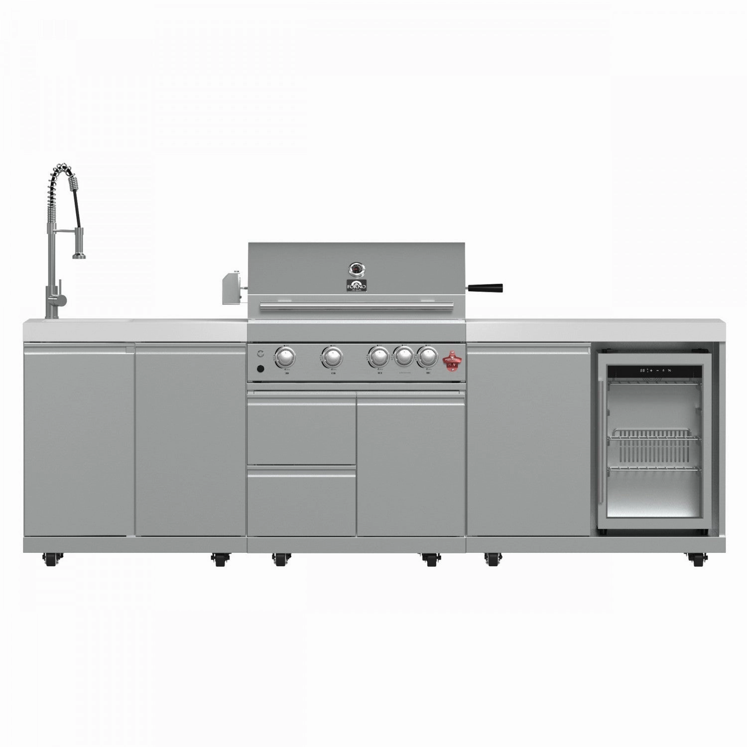 Forno Bulnes White Countertop Outdoor Kitchen with 30" 60,000 BTU BBQ and Beverage Centre - FODKT2506WHT outdoor griddle for camping trips