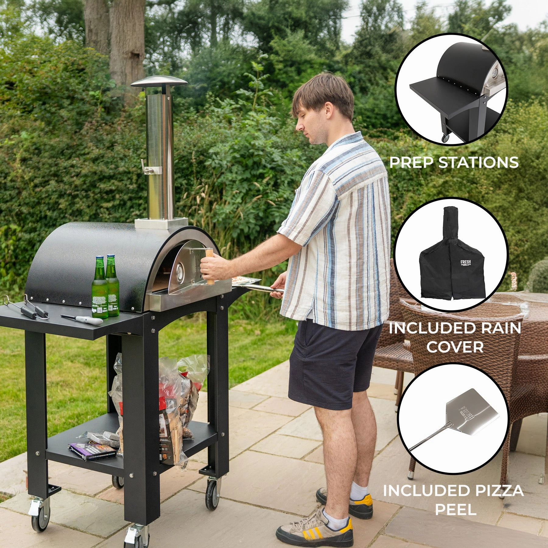 Fresh Grills Free Standing Extra Large Pizza Oven with Prep Stations