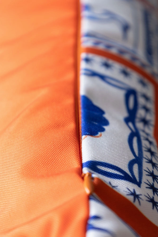 Frieze Pattern Blue & Orange Outdoor Cushion