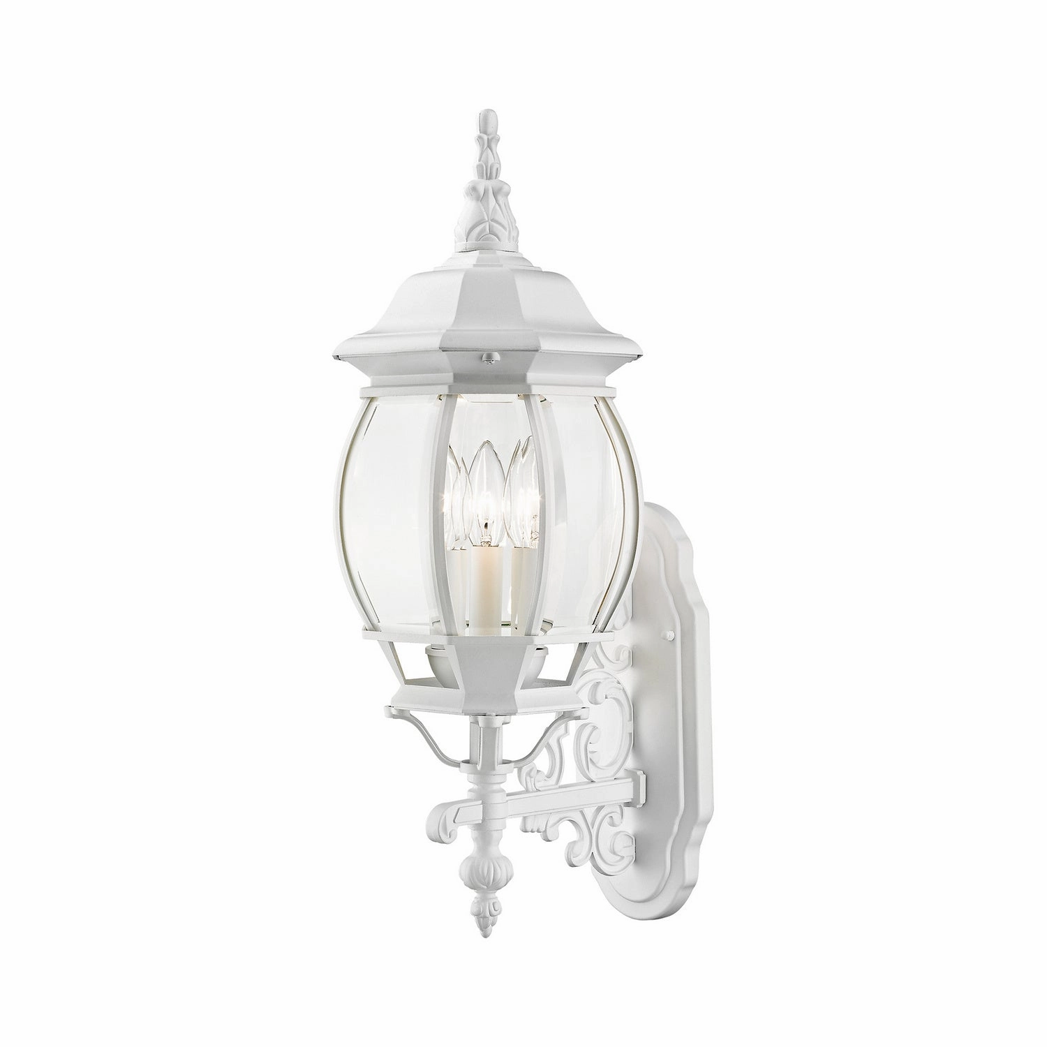 Frontenac Three Light Outdoor Wall Lantern Textured WhiteOutdoor wall sconces with motion sensor
