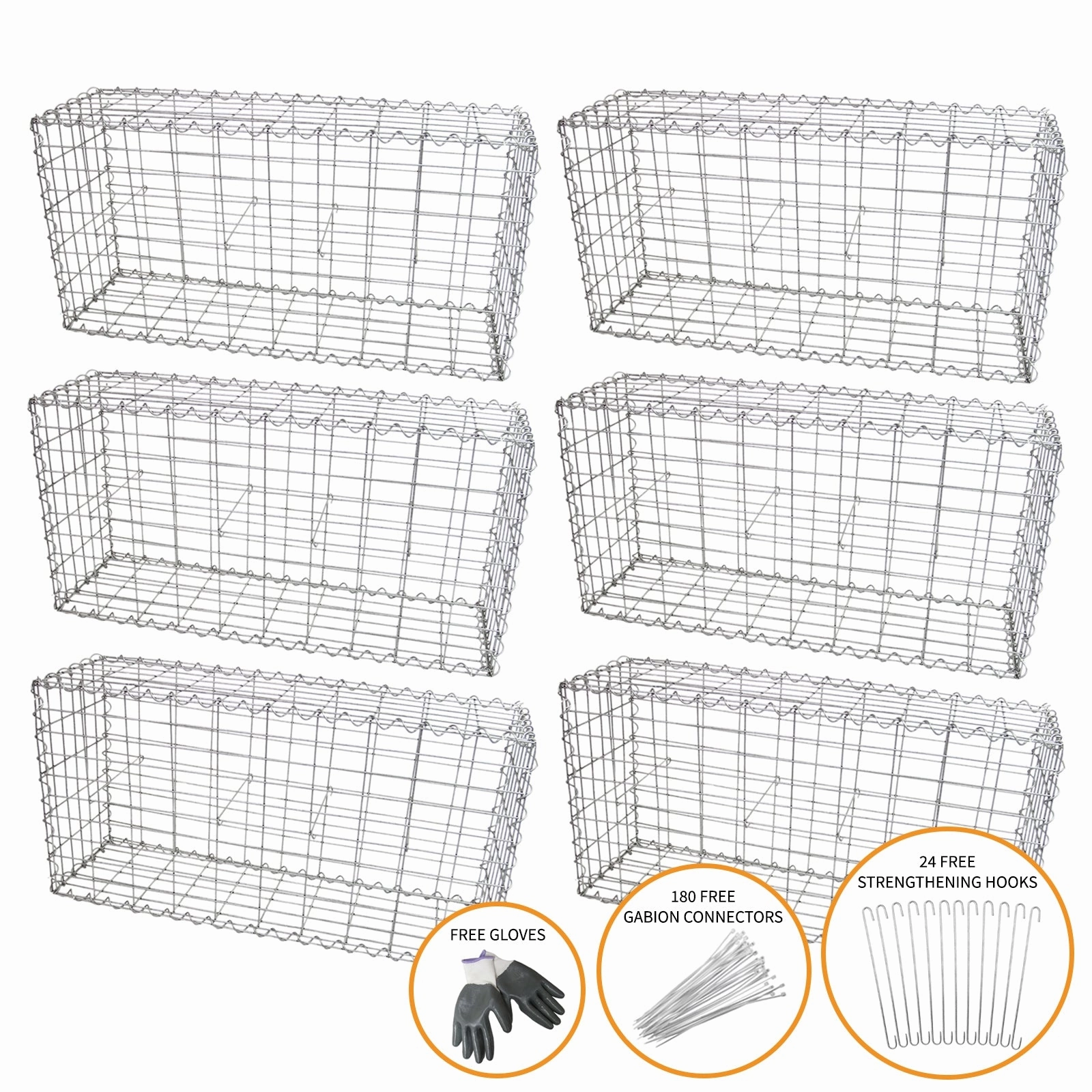 Gabion Baskets 100 x 50 x 30cm / 6 Pack