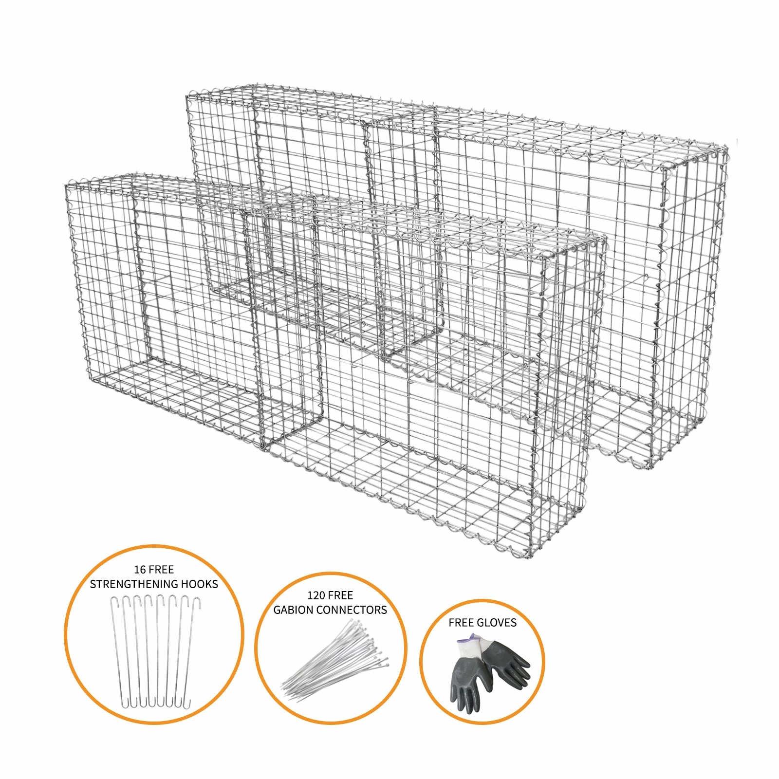Gabion Baskets 100 x 80 x 30cm / 4 Pack